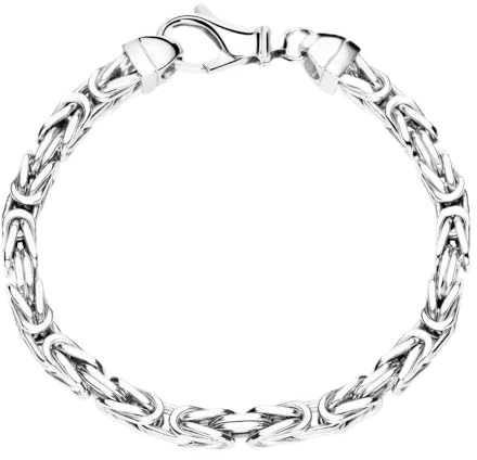 JEWLIX Herrenrmband: Königskette 925 Silber rhodiniert 5mm, 21 cm