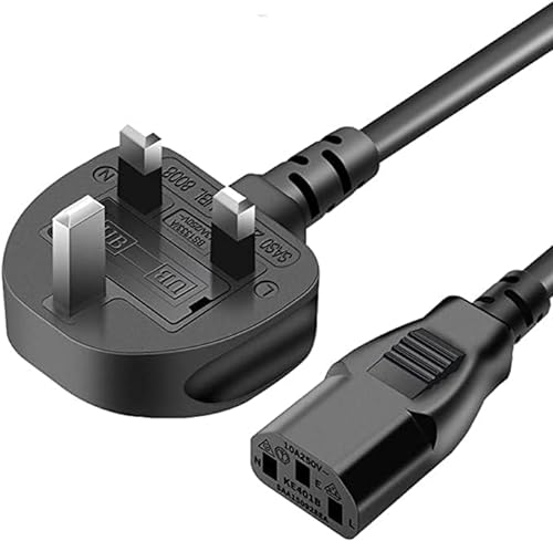 13A Fused UK Power Cable, 3 pin 1.5 Metre Mains Power Lead UK Plug Kettle Lead Universal AC Power Cord for LED LCD Smart TV, PC, Laptop, Monitors, Electric Kettles, Rice Cookers, etcs