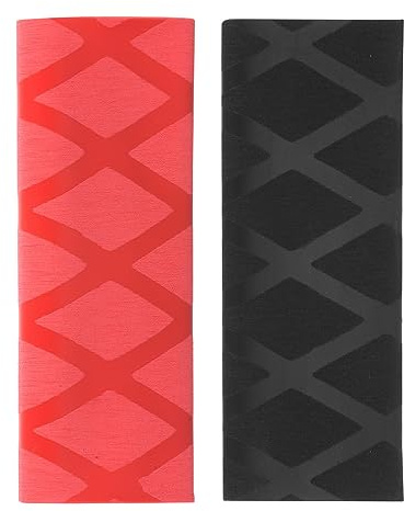 M METERXITY 2 Pack Table Tennis Racket Grip Tape - Paddle Grip, Soft Rubber, Apply to Ping Pong Gripping Handle (100 x 48mm, Red/Black)