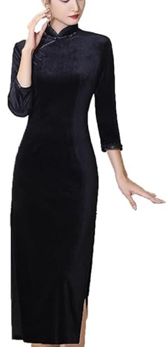 keepmore Autunno Inverno Velluto Lungo Abito Cheongsam Abbigliamento Tradizionale Cinese per Il Nuovo Anno Migliorato Qipao Abito Taglia Plus