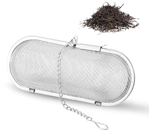 1 colino per spezie in acciaio inox, filtro da tè a maglia fine con catena, colino per verdure da cucinare, per uso domestico