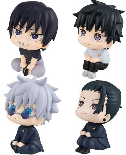 Tongyundacheng 4 piezas anime Fushiguro Toji Gojo Geto Okkotsu Yuta Look Up Figura modelo 10 cm Bonita coleccionable Figura de acción de PVC Estatua Decoración para Auto y hogar