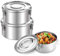 3 Piezas Fiambrera Acero Inoxidable, Ronda Fiambrera Acero Inoxidable, Lonchera De Acero Inoxidable, Fiambrera De Acero Inoxidable a Prueba de Fugas,para Escuela, Trabajo, Picnic(660ml/1040ml/1590ml)