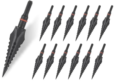 NIKA ARCHERY 12 pezzi 125 grani punte di freccia 3D punte da caccia tiro con l'arco tradizionale fisse in metallo per frecce da arco frecce da balestra dardi da balestra nero