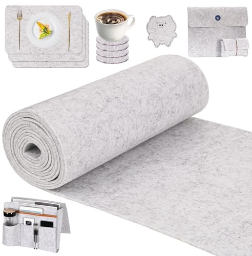Rollo de fieltro de 30 cm x 200 cm x 3 mm de poliéster, fieltro para manualidades, bolsa de almacenamiento, patchwork, costura, manualidades, alfombrilla de fieltro para cortar, decoración (gris