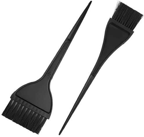 Funalix 2 Piezas Brocha Tinte Pelo, Peines Brocha Tinte Pelo de Doble Cara, Accesorios Profesionales para Teñir Cabello en Casa y Salón de Belleza (Negro/Tamaño M & L)