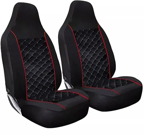 OTOKEA Front Seat Covers Fits RANGE ROVER EVOQUE - Set of 2, Luxury Quilted Design, Black With Red Piping, Sporty Look, Airbag Friendly