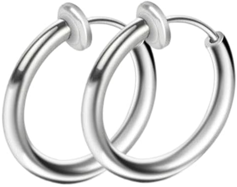 Gcroet 2PCS Silver Clip on Earrings Thin Hoop Earrings Minimalist Non Pierced Spring Hoops Ear Clips for Men Women