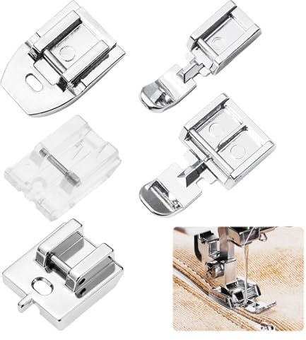 5 PCS Zipper Foot for Sewing Machine with Includes Walking Foots & Invisible Zipper Foot,Sewing Machine Presser Foots Set,Compatible with Brother, Sin-ger, Jan-ome & Other Low Shank Machines