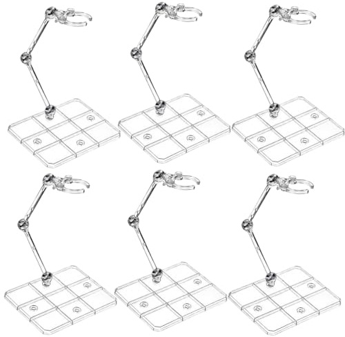 SurPse 6-Pack Action Figure Stands, Adjustable Figure Stand with Clamp for 3.75 to 6 Inch Models, Figure Display Holder for Desktop Showcase and Doll Stands Collection