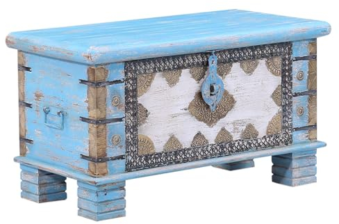 Ezgi - Cassapanca orientale in legno, 80 cm, grande, in stile antico, vintage, con contenitore per il corridoio, contenitore con coperchio in bagno, cassapanca per cuscino o decorazione in camera da