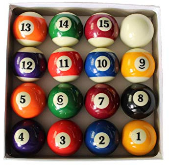 JT2D Set de 16 Boules de Billard Américain en résine (57mm) 15 Boules Multicolores numérotées