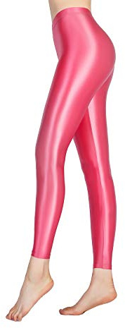 LEOHEX Satin Glossy Opaque Pantyhose Sexy Stockings Shiny Yoga Leggings Sport Women Fitness Japanese High Waist Thights (Honeysuckle, M)