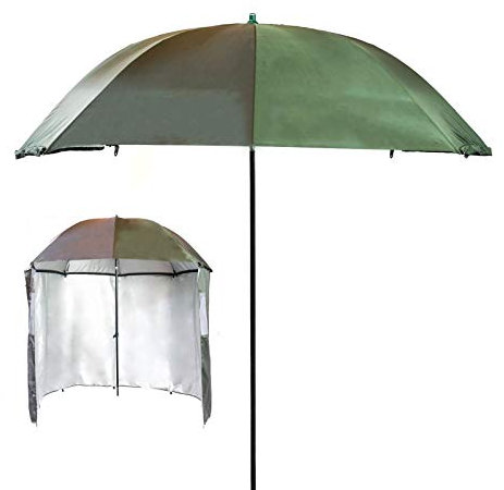 Fishing & Umbrella Shelter XL Size UV Protective Green 3 Metre Carp Shelter with Detachable Zip Sides | Two Man XL Windbreak Extra Large