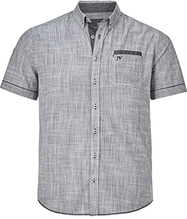 Jan Vanderstorm Homme Chemise À Manches Courtes Milos en Aspect Lin structuré, Coton Pur, Grandes Tailles L-7XL 6XL (XXXXXXL) - 53/54