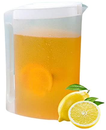 pologmase 2. 2L Wasserkrug Kunststoff Wasserkaraffe Großer Wasserkrug Mit Deckel Kunststoff-Wasserkaraffe Eistee- Kanne Für Heißen/kalten Limonadensaft Eistee Wasserkocher Mit Griff