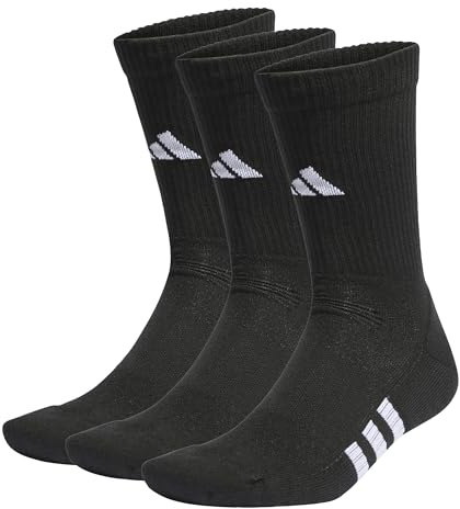 adidas Unisex - Adulto Performance Cushioned Crew Socks 3 Pairs, Black / Black / Black, 42-45