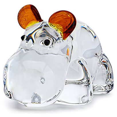 HDCRYSTALGIFTS 6,3 cm Nilpferd Kristallfigur für Weihnachten - Sammlerstück, Hausstatue, Glaskunst, Tierwelt Briefbeschwerer, Ornament - Kreative Dekoration, Geschenk für Tierliebhaber