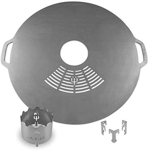 FireDeifi Set Feuerplatte + Wokaufsatz + Abstandshalter | Ø94 cm Grillplatte | Plancha | BBQ – hochwertiger 6 mm Stahl – Made in Bavaria