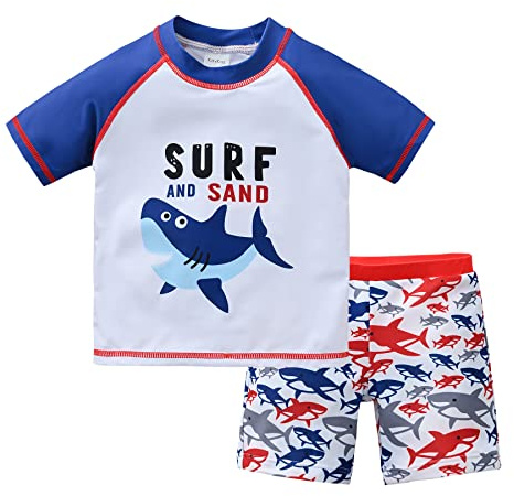 Maillot de bain à manches courtes pour garçon - Protection UV, Blanc., 4 ans