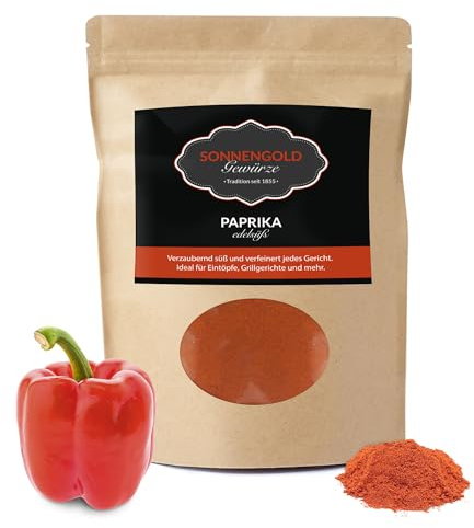 Sonnengold Épices – 1000 g de poivrons de qualité supérieure d'Espagne – 100-120ASTA – Goût explosif – Qualité de maître depuis 1855 – Emballé à la main dans un emballage respectueux de