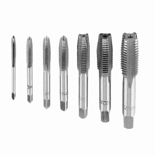 Steel Tap Set M3 M12, 7pcs with Bearing Steel for Thread Cutting and Repair on Wood, Plastic, Aluminum