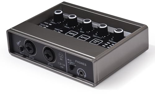 Solinder Audio Interface Professional Recording XLR Audio Interface Reverb 48V Phantom Power Soundkarte 16bit/48kHz Auflösung für Musikaufnahme Plug & Play Online Karaoke