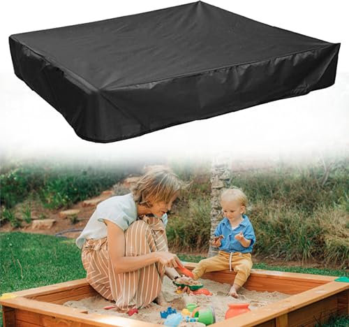 AUNGKWANG Housse de Bac à Sable, 120 cm * 120 cm Bâche bac à Sable, Square Couverture de Bac à Sable, Tissu Oxford 210D Imperméable, avec Cordon de Serrage, pour bac à Sable, Piscine, Jardin