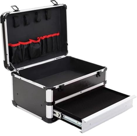 LYHYDMA Caja De Herramientas Vacía Caja de Herramientas de Aluminio con cajones, Estuche de Almacenamiento portátil for Herramientas, Maleta eléctrica, Equipo, Caja organizadora(39x27x22CM)
