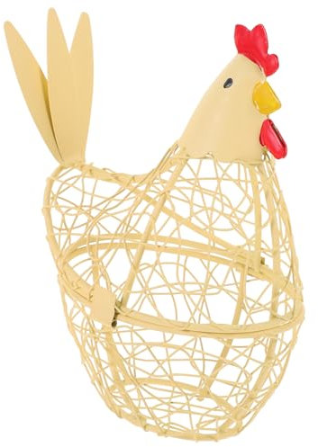 Cabilock Eierkorb Aus Schmiedeeisen Bratpfanne Jagdkorb Deckenkorb Kochgeschirr Korb Mit Deckel Lebensmittelbehälter Mit Deckel Ein Halbes Eierkartons Eierhalter Yellow