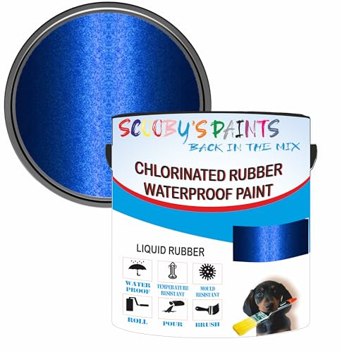 Chlorinated Rubber Waterproof Paint – Outdoor Multi-Surface Paint for Metal, Wood, Masonry & More – Durable, Mould & Weather Resistant – Vibrant Blue Metallic (0.25 Liters)
