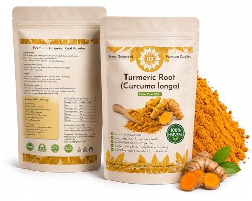 Turmeric Root Powder 100g | Curcuma Longa | Premium Ground for Herbal Infusions, Golden Milk, Smoothies & Lattes | 100% Natural, Non-GMO, Caffeine-Free | iD Pure Raw Wild
