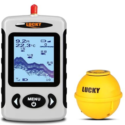 Détecteur de Poissons Portable sans Fil 45 m/135 pi Sonar Profondeur Alarme Rivière Lac Kayak/Bateau/Glace