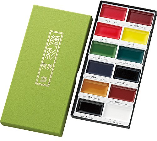 Kuretake GANSAI TAMBI Watercolor Paint Set 12 colours, Traditional, Professional-quality art supplies for artists, Non-Toxic, Made in Japan