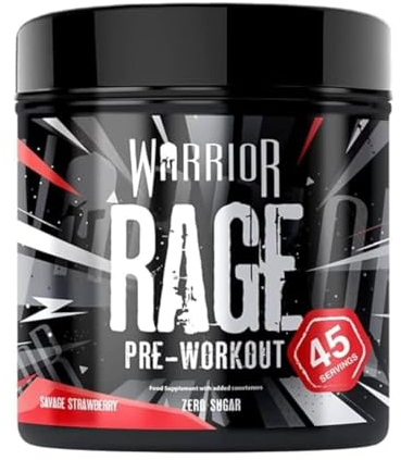 Warrior Rage - Pre-workout Powder - 392g - with Creatine Gluconate, Vitamin C and Beta Alanine - Energy Drink Sports Supplement - for Men & Women - - 392g - 45 Servings (Savage Strawberry)