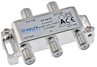 DCT Delta 4 Fach Verteiler 5-1218 MHz Kabelfernsehen, TV-Verteiler, BK-Verteiler, DVB-C, Splitter, Class A, F-Verteiler