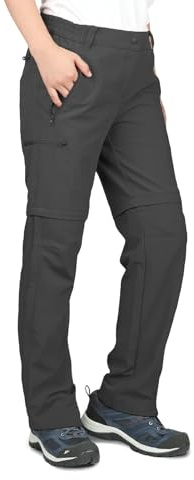 33,000ft Women's Convertible Zip Off Hiking Trousers with UV Protection Multiple Pockets Ladies Stretch Cargo Pants for Trekking, Camping, Walking Black UK 18/29L