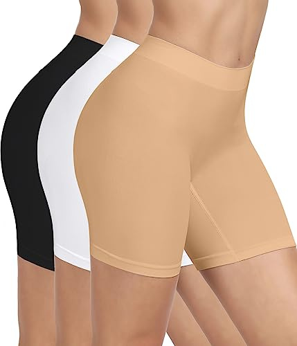 BESTENA 3 Pack Slip Shorts Womens Comfortable Seamless Smooth Slip Shorts for Under Dresses(XXX-Large)