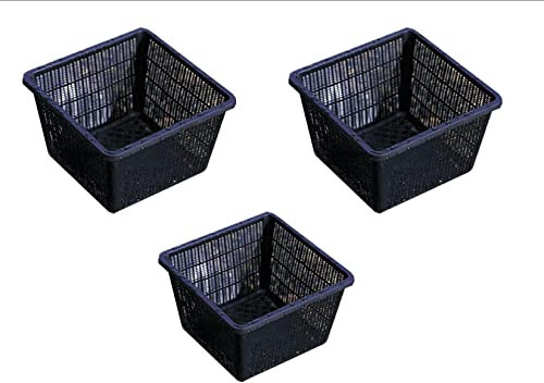 Pond H2o Square Plastic Mesh Plant Baskets, 13 Inch (34cm) Wide, 3 Pack