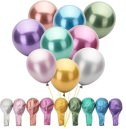 Mr. Pen- Metallic Balloons, 12 Inch, 54 Pack, 9 Colors, Balloons for Birthday Party
