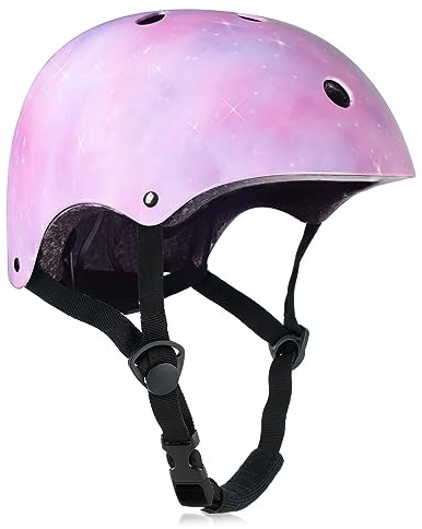HXWY Kids Bike Helmet for Girls Toddler Youth CPSC Certified, Adjustable Starry Pink Protective Helmets for Multi-Sports Cycling Skateboard Scooter Skating (Medium)