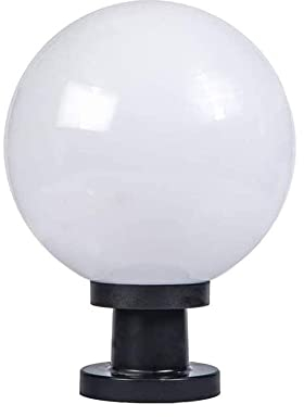 Lampade a colonna per esterni Lampada a vento Lampada a colonna a globo Impermeabile IP55 Cortile Portico Piedistallo Luce Cancello Cortile Lanterna a sfera in acrilico con paralume bianco, 300 mm