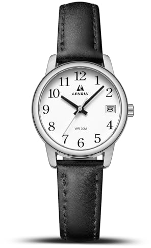 LN LENQIN Uhr Damen Armbanduhr Damen Uhr mit Großen Ziffern Analog Quarzuhr für Frauen mit Lederband