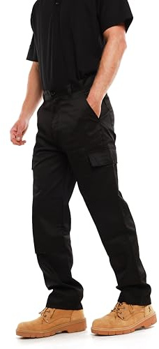 Ranger Knee Pad Work Trousers, Cargo Combat Style Tactical Work Pants. Build for Tradesmen, Builders & Plumbers, Kneeling Trousers in Black & Navy (32W / 31L)