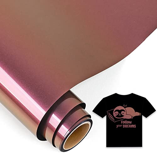 IModeur Chameleon Iron on Vinyl — 30.5 x 153 cm Gold to Red Heat Transfer Vinyl for Fabric, PET Backing Easy to Weed HTV for T-Shirts, Clothes, Hats, Bags and Other Textiles