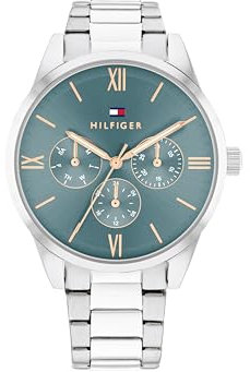Tommy Hilfiger Multi Zifferblatt Quarz Uhr für Damen mit Silbernes Edelstahlarmband - 1782745