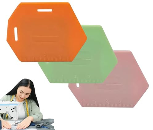 Derwrtup Guía de costura magnética | 3 guías de dobladillo magnético para máquinas de coser, herramienta de acolchado de polígono de tela con ayuda de dobladillo de escala