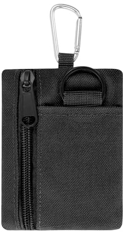 KEJOL Porte-Monnaie, Petit Porte-Monnaie en Toile avec Anneau Porte-clés et Mousqueton, Pochette compacte Portable pour Femmes et Hommes (Noir)