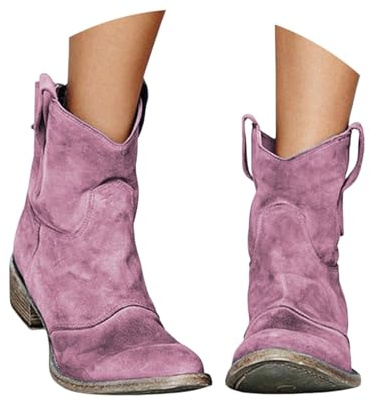 Genérico Botas De Mujer Estilo Cowboy Elegantes Acabado Tipo Ante Negras Comodas Bordado Tacon Ancho Moda Marrones Vaquera Tipo Casual Botas Cowboy De Mujer Ideales Para Temporada Otono Invierno.