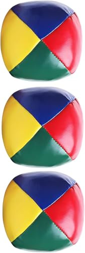 Professional Juggling Balls Set, 3 Pack Multicolour PU Material, Low Bounce Silent Performance for Indoor Practice, Blue Yellow Red Green Design, Adult and Beginner Training.